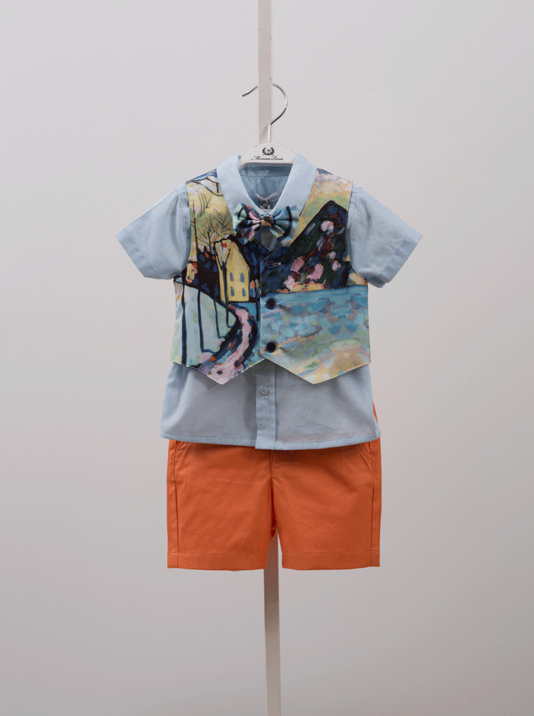 HAND-PAINTED VEST AND SHORTS SET
